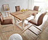 Massief houten tafel Live-Edge acacia natuur 140x90 boven 5cm breed houten tafel