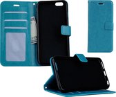 Hoesje Geschikt voor iPhone 5s Hoesje Book Case Hoes Portemonnee Cover Walletcase - Hoes Geschikt voor iPhone 5s Hoes Bookcase Hoesje - Turquoise