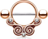 Jewelled Swirls rose Goud Tepelpiercing