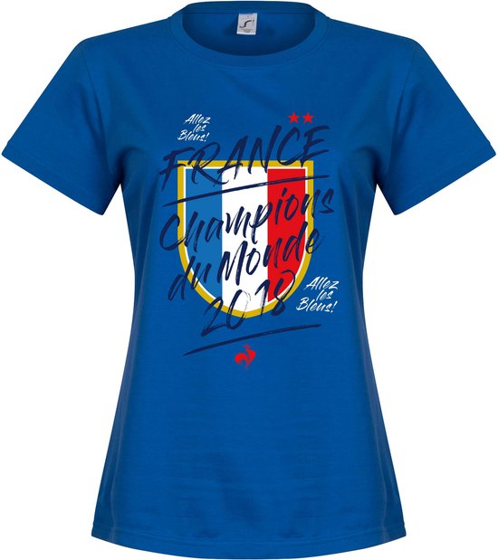 Frankrijk Champion Du Monde Dames T-Shirt  -Blauw - S