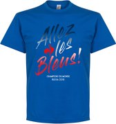 Frankrijk Allez Les Bleus WK 2018 Winners T-Shirt - Blauw - M