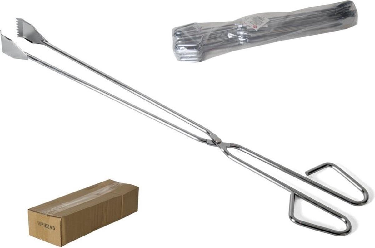 Gerimport Vleestang - RVS - voorzien van kartelrang - BBQ tang - 55 cm