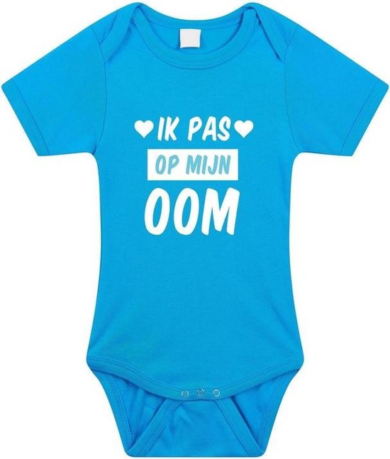 Ik pas op mijn oom tekst baby rompertje blauw jongens - Kraamcadeau - Babykleding 68