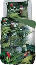 Snoozing Tropical Birds - Dekbedovertrek - Eenpersoons - 140x200/220 cm + 1 kussensloop 60x70 cm - Groen