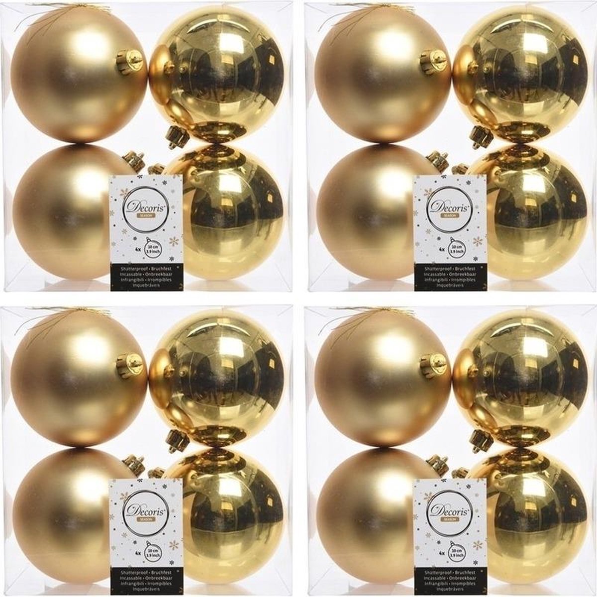 16x Gouden kunststof kerstballen 10 cm Mat/glans Onbreekbare