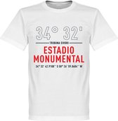 River Plate Estadio Monumental Coördinaten T-Shirt - Wit - XL