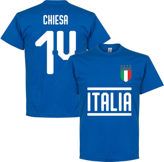 Italië Chiesa 14 Team T-Shirt - Blauw - XL