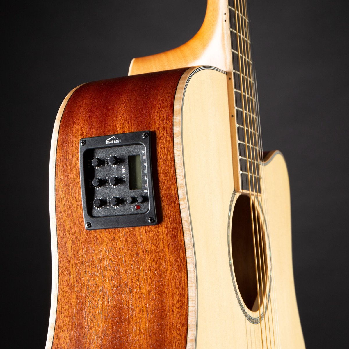 Cutaway Westerngitaar Red Hill DCE-S-NT Natural Guitare électro Acoustique Red Hill AF-8A8C12-BK 12-String Electro Guitar Kit Dreadnought Gitaar 48 Mm Toets