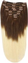 Remy Human Hair extensions Double Weft straight 18 - bruin / blond T4/613#