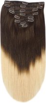 Remy Human Hair extensions Double Weft straight 18 - bruin / blond T2/27#