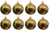8x Gouden glazen kerstballen 10 cm - Glans/glanzende - Kerstboomversiering goud