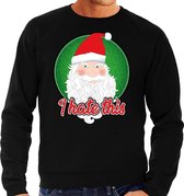 Foute Kersttrui / sweater - I hate this - zwart voor heren - kerstkleding / kerst outfit S (48)