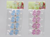 Decoratiehangers - Pbh. 8 Wooden Socks/clip Pink/blue 4 Cm