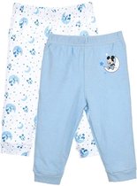 Disney Baby Mickey Mouse - 2 Pyjamaleggings - Blauw en Wit - maat 71 cm - 8 kg - 9 maanden