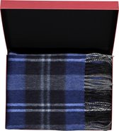 Michaelis heren sjaal in cadeauverpakking - grijs blauw geruit