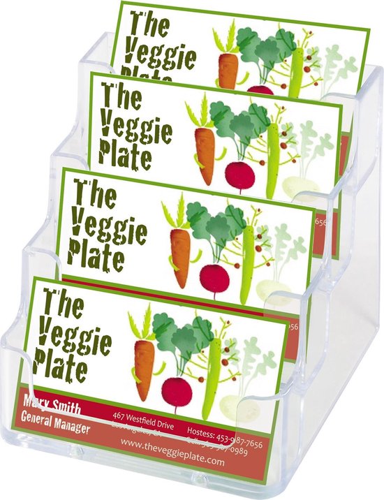 Deflecto Visitekaarthouder 4 opbergvakken, transparant