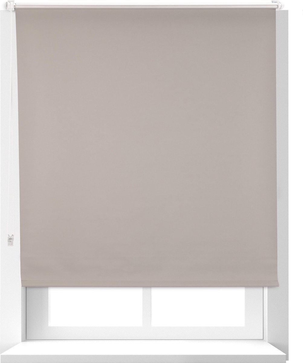 Relaxdays verduisterend rolgordijn - thermo - warmtewerend - met klemmen - ketting - bruin - 110x160cm