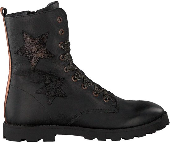 | Shoesme Meisjes Veterboots Tank Zwart Maat 30 Shoesme stoere zwarte meiden laars