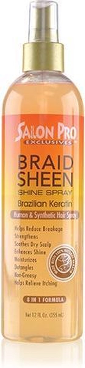 Salon Pro Braid Sheen Shine Spray Brazilian Keratin Oil 355 ml
