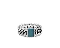 Buddha to Buddha Ring Chain Stone Green Maat 16 zilver 603GR