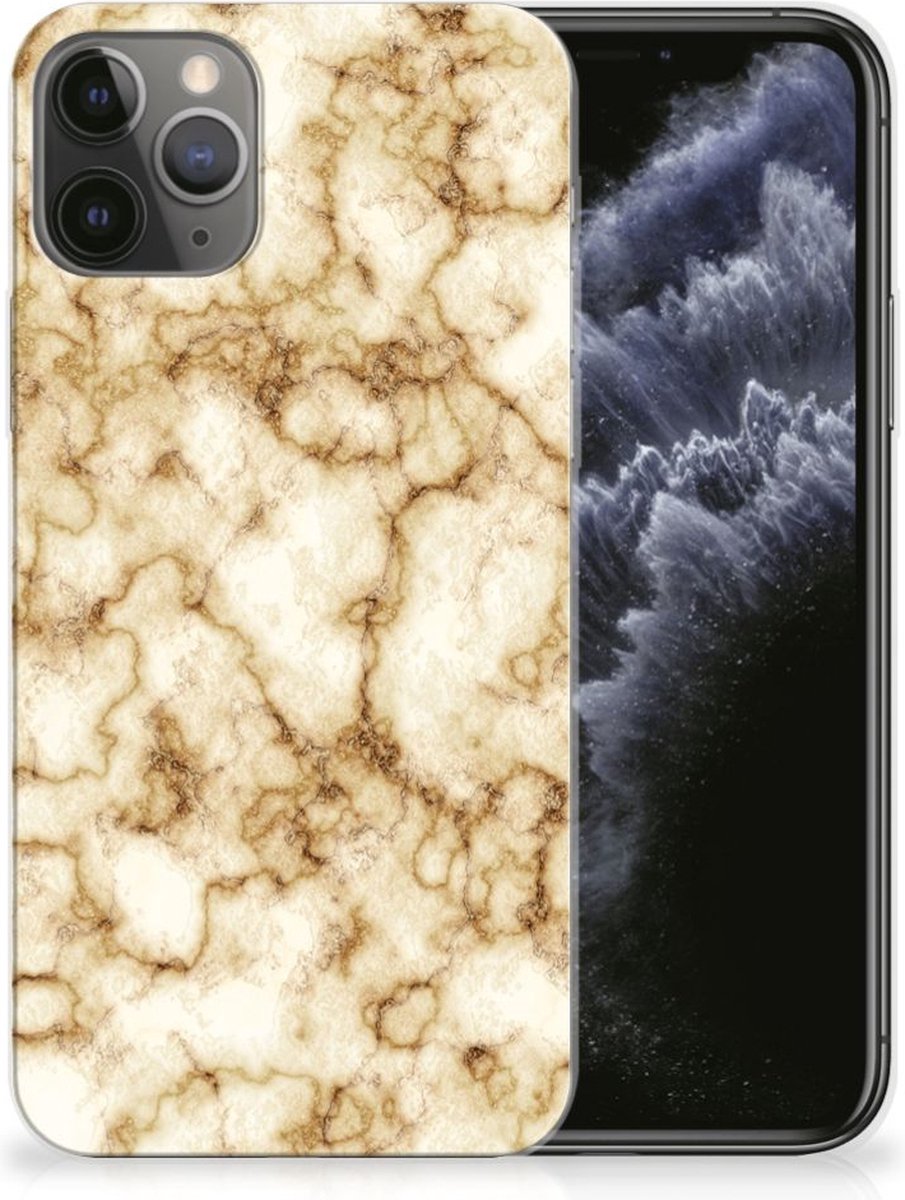 Apple iPhone 11 Pro TPU Siliconen Hoesje Marmer Goud