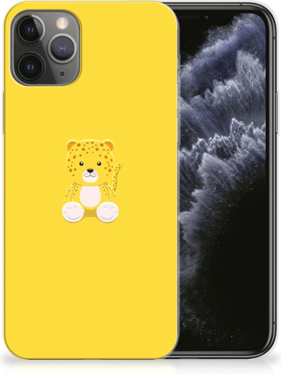 Back Cover voor Apple iPhone 11 Pro Telefoonhoesje met Naam Baby Leopard
