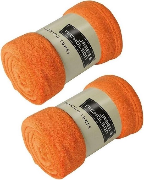 zijde Verspilling Verstrikking 2x Fleece dekens/plaids oranje 120 x 160 cm - Woondeken - Fleecedekens |  bol.com