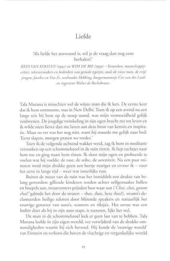 Pagina uit een boek met de titel 'Liefde' en citaat van Kees van Kooten.