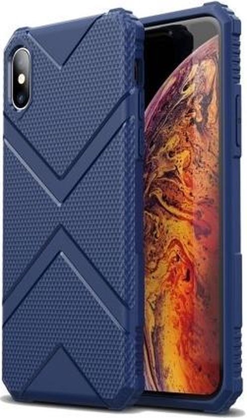 Teleplus iPhone XS Case Defense Impact Protected Tank Silicone Navy Blue hoesje