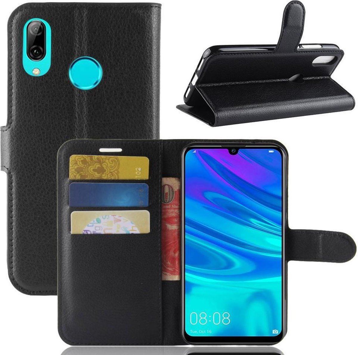 Book Case - Geschikt voor Huawei P30 Lite Hoesje - Zwart