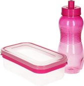 Roze lunchbox en drinkfles 0,5L