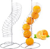 Relaxdays 2 x sinaasappelhouder - metaal - spiraal - fruithouder - fruitmand – standaard