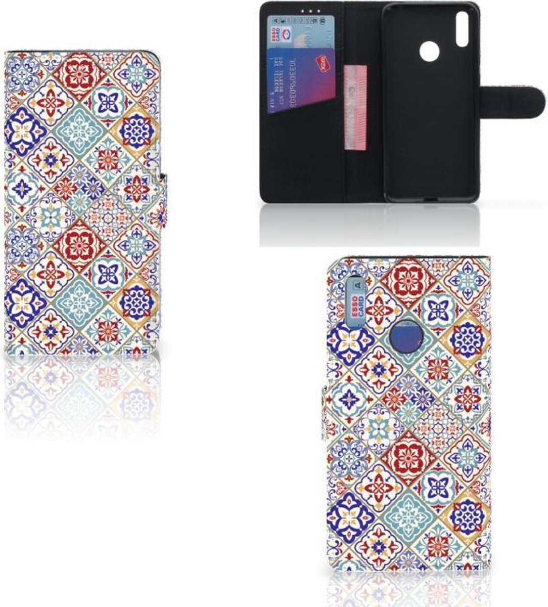 Book Case voor Huawei Y7 (2019) Bookcase Tiles Color