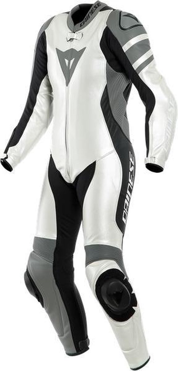 Dainese Killalane Perforated Lady Pearl White Charcoal Gray Black 1 Piece Motorcycle Suit 44