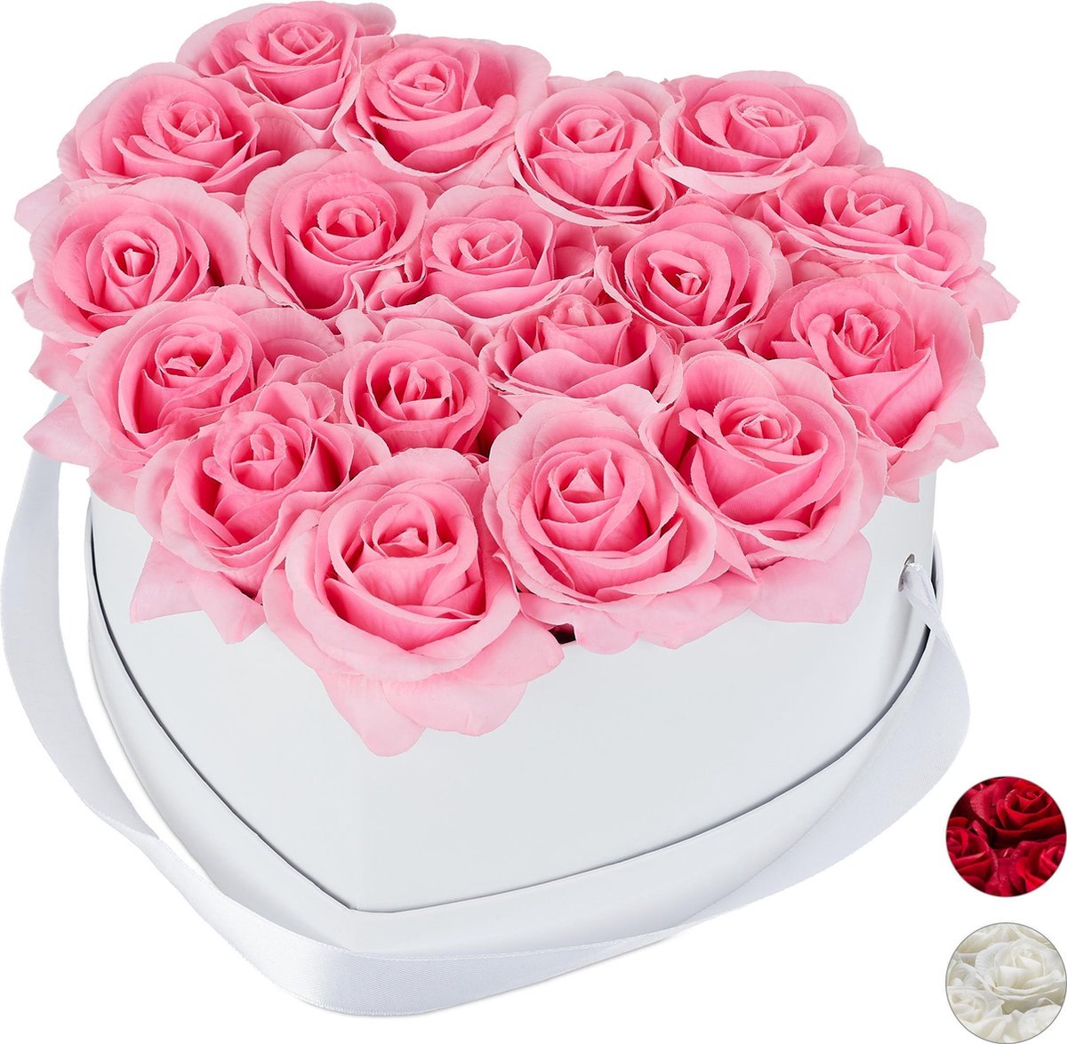 Het kantoor Vijandig Overleg Relaxdays flowerbox rozenbox hart wit rozen doos box decoratie roze -  Winkelen.nl