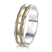 Lucardi Unisex Vriendschapsring Rhodos - Ring - Cadeau - Staal - Zilver- en Goudkleurig