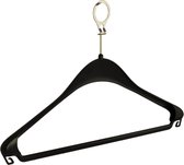 De Kledinghanger Gigant - 20 x Mantel / kostuumhanger kunststof zwart (anti-diefstal) met schouderverbreding en broeklat, 44 cm