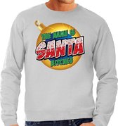 Foute Kersttrui / sweater - The name is Santa bitches  - grijs voor heren - kerstkleding / kerst outfit XL (54)