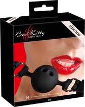 Bad Kitty - Siliconen Ballgag met Luchtgaten en Verstelbare Riem - Zwart