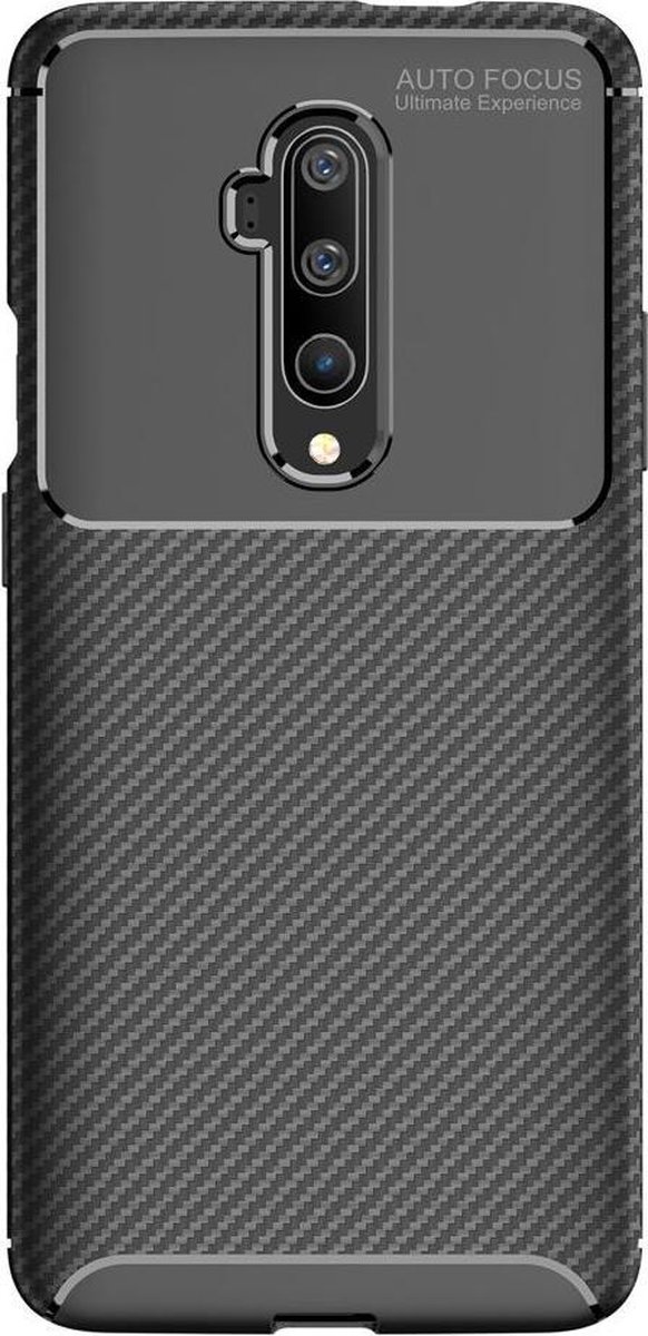 OnePlus 7T Pro Siliconen Carbon Hoesje Zwart