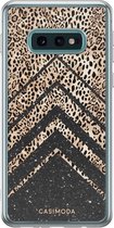 Samsung S10e hoesje siliconen - Chevron luipaard | Samsung Galaxy S10e case | zwart | TPU backcover transparant