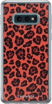 Samsung S10e hoesje siliconen - Luipaard rood | Samsung Galaxy S10e case | Rood | TPU backcover transparant