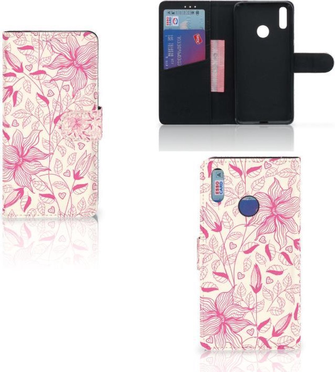 Huawei Y7 (2019) Hoesje Pink Flowers