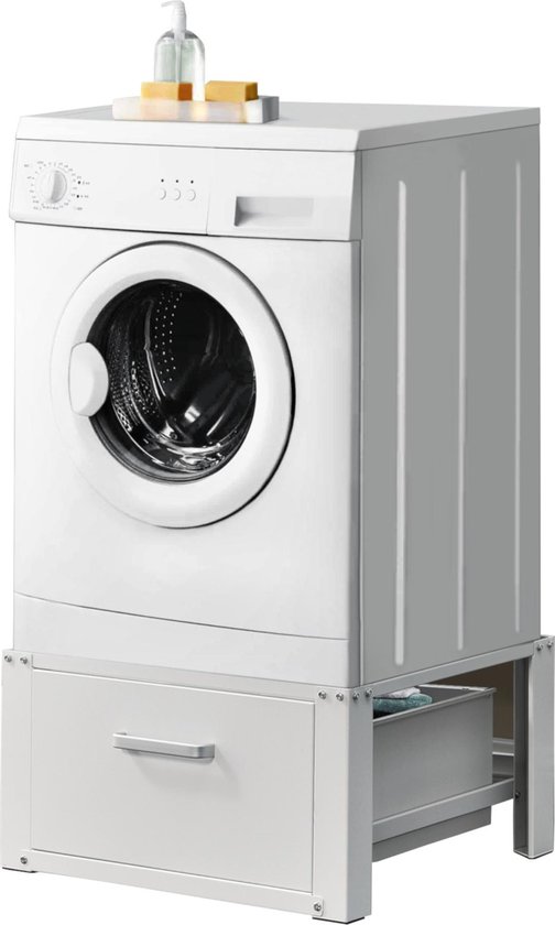 Wasmachine sokkel verhoger met lade 63x54x31 tot 150 kg wit