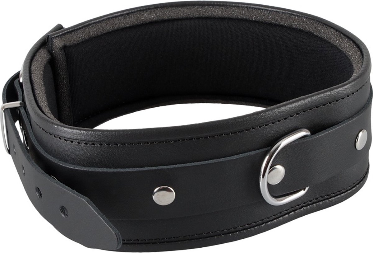 Goedkoopste ZADO – Lederen Halsband van Hoog Kwaliteit met Afgeronde Randen met Ring aan Voorzijde – Zwart