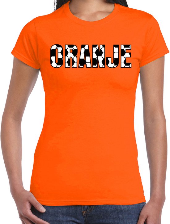 Bellatio Decorations Oranje supporter shirt dames - voetbalpatroon - oranje - EK/voetbal - Nederland S