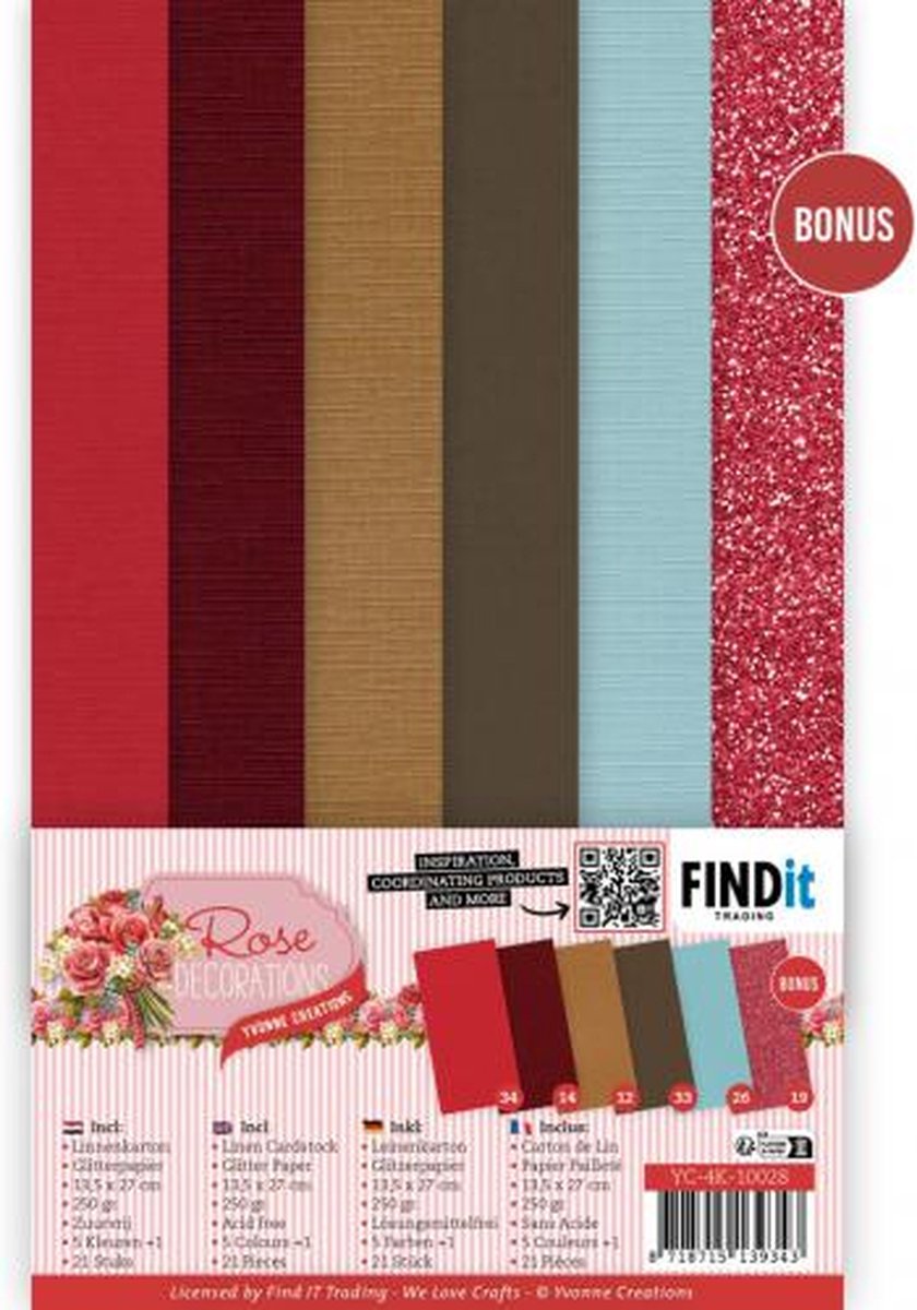 Linen Cardstock Pack - Yvonne Creations - Rose Decorations - 4K
