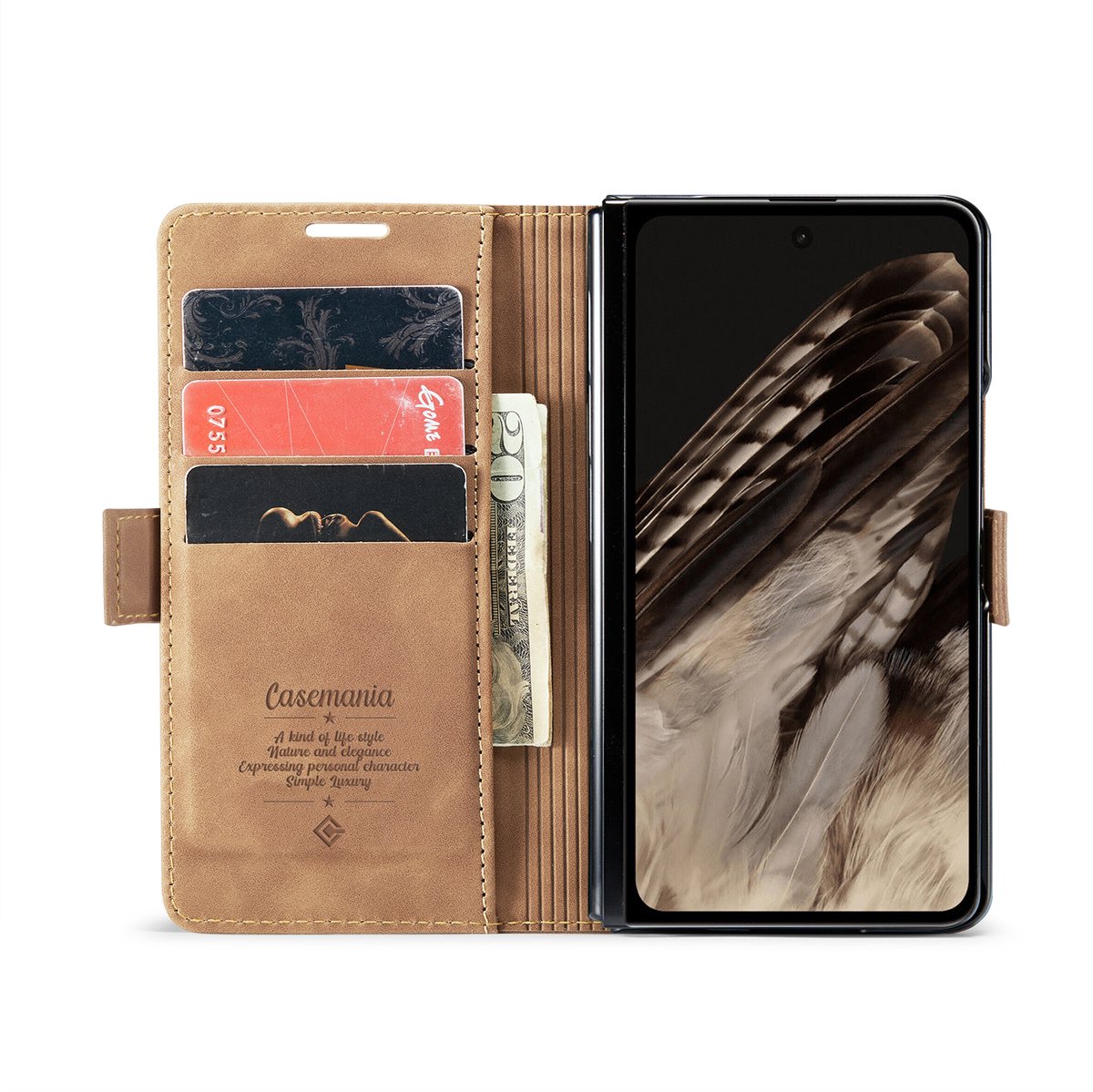 Casemania Hoesje Geschikt voor Google Pixel Fold - Sienna Brown - Portemonnee Book Case