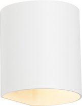 QAZQA sabbio - Applique murale Smart LED moderne à intensité variable avec WiFi avec variateur Up Down pour l'intérieur - 1 lumière - D 8,4 cm - Wit - Salon | Chambre à coucher | Cuisine