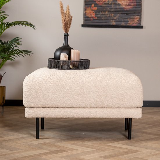 Bronx71® Pouf scandinave Denver bouclé taupe